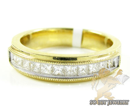 14k yellow gold princess diamond wedding band 1.30ct