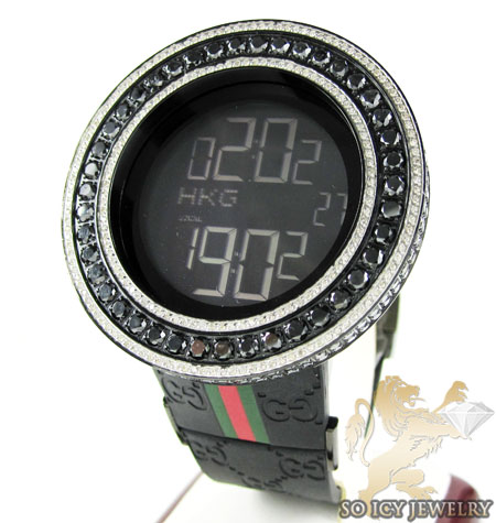 Mens full diamond case & bezel igucci digital watch 14.00ct - Image 1