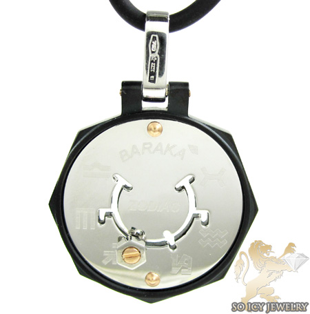 Mens baraka 18k gold & high tech ceramic zodiac pendant