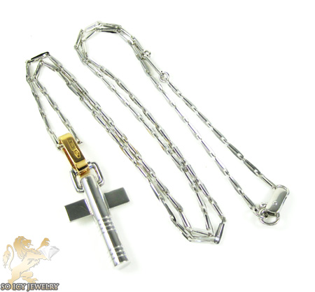 Mens baraka 18k rose & white gold cross - Image 1