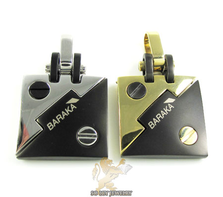 Mens baraka 18k gold & black ceramic pendant
