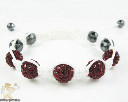 Ruby red rhinestone macramé faceted bead rope bracelet 5.00ct