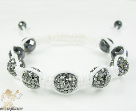 Smoke mirrored rhinestone macramé faceted bead rope bracelet 5.00ct - Image 1