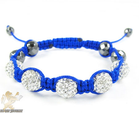White rhinestone macramé faceted bead rope bracelet 5.00ct