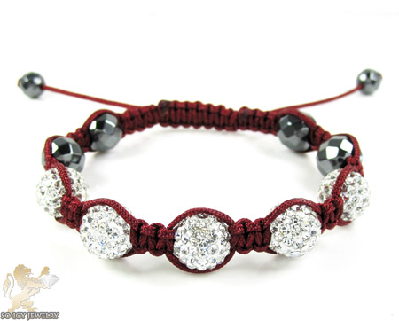 White rhinestone macramé faceted bead rope bracelet 5.00ct