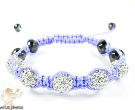 White rhinestone macramé faceted bead rope bracelet 5.00ct