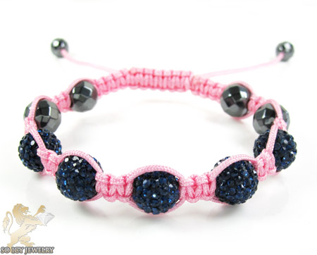 Dark blue rhinestone macramé faceted bead rope bracelet 5.00ct