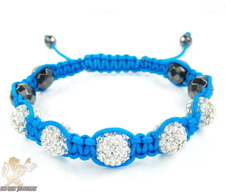 White rhinestone macramé faceted bead rope bracelet 5.00ct