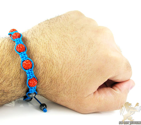 Red rhinestone macramé faceted bead rope bracelet 5.00ct