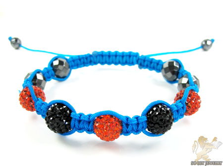 Red & black rhinestone macramé faceted bead rope bracelet 5.00ct