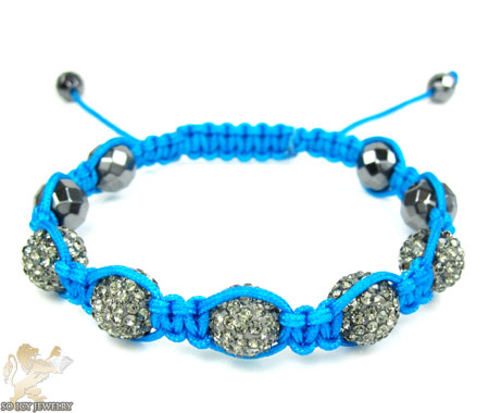 Gray rhinestone macramé faceted bead rope bracelet 5.00ct