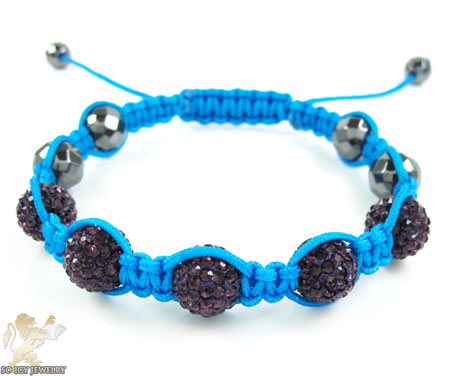 Burgundy rhinestone macramé faceted bead rope bracelet 5.00ct - Image 1