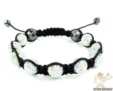 Multi colored rhinestone macramé faceted bead rope bracelet 9.00ct