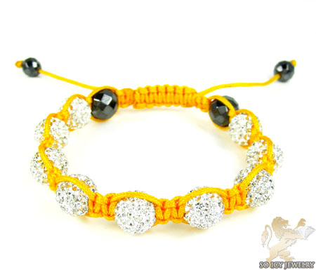 White rhinestone macramé faceted bead rope bracelet 9.00ct - Image 1