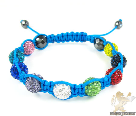 Multi colors rhinestone macramé faceted bead rope bracelet 9.00ct