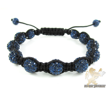 Dark blue rhinestone macramé faceted bead rope bracelet 9.00ct