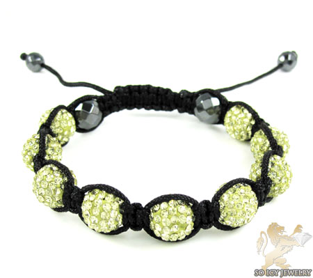 Canary rhinestone macramé faceted bead rope bracelet 9.00ct