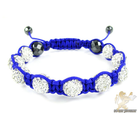 White rhinestone macramé faceted bead rope bracelet 9.00ct