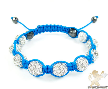 White rhinestone macramé faceted bead rope bracelet 9.00ct