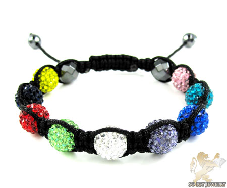Multi colors rhinestone macramé faceted bead rope bracelet 9.00ct