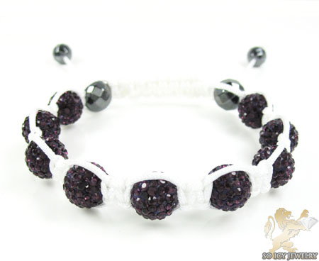 Blackberry rhinestone macramé faceted bead rope bracelet 9.00ct