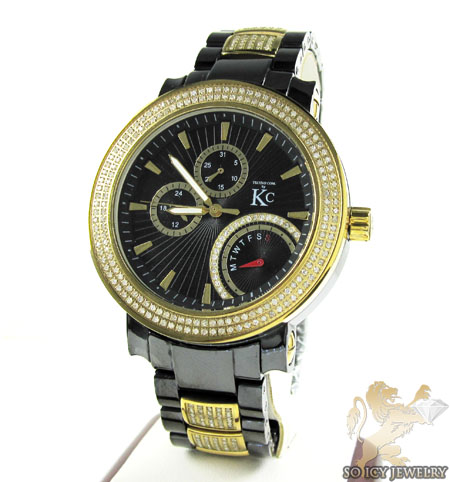 White diamond techno com by kc black ceramic watch 3.00ct