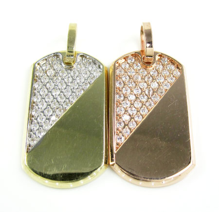 Unisex 10k gold cz dog tag pendant - Image 1
