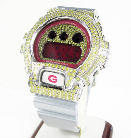 Mens canary cz dw-6900 white stainless steel g-shock watch 5.00ct - Image 1