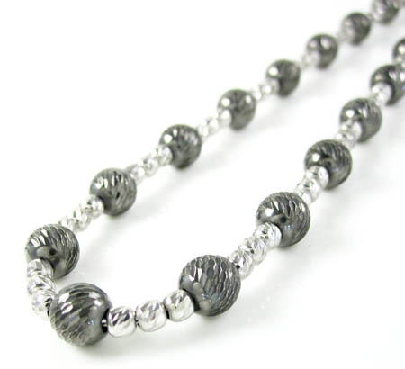 925 black & white sterling silver diamond cut bead chain 18-22 inch 5.75mm
