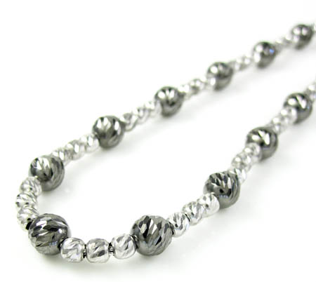 925 black & white sterling silver diamond cut bead chain 18-24 inch 4.75mm