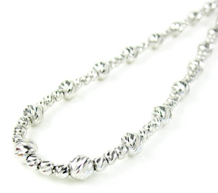 925 white sterling silver diamond cut bead chain 22-24 inch 4.75mm