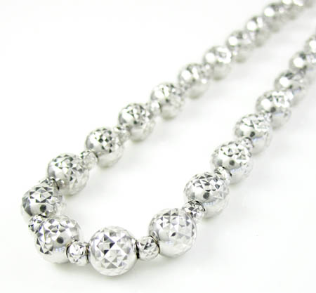 14k White Gold Diamond Cut Beaded Chain Necklace