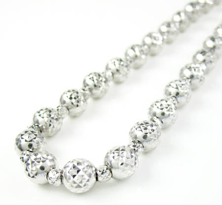 14k white gold diamond cut bead chain 18-30 inch 5.50mm