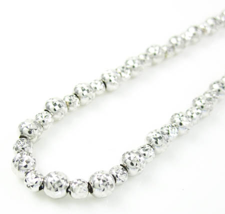 14k white gold diamond cut bead chain 16-30 inch 4.75mm
