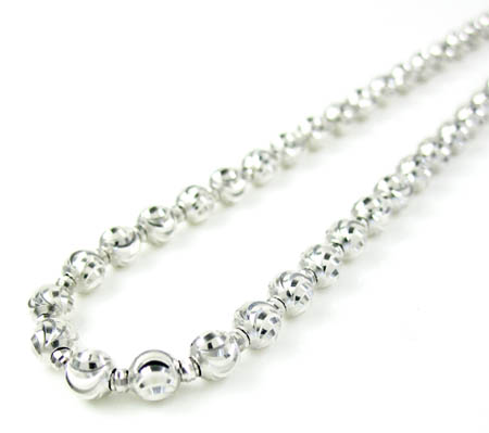 14k white gold diamond cut bead chain 16-30 inch 3.50mm