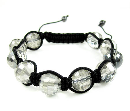 Transparent onyx macramé faceted bead rope bracelet - Image 1