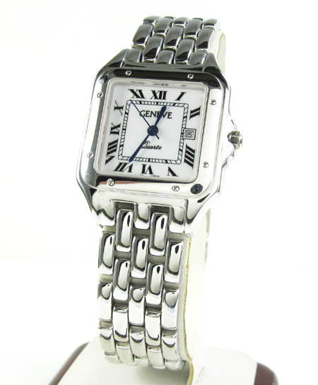 Ladies 14k white gold geneve automatic watch 