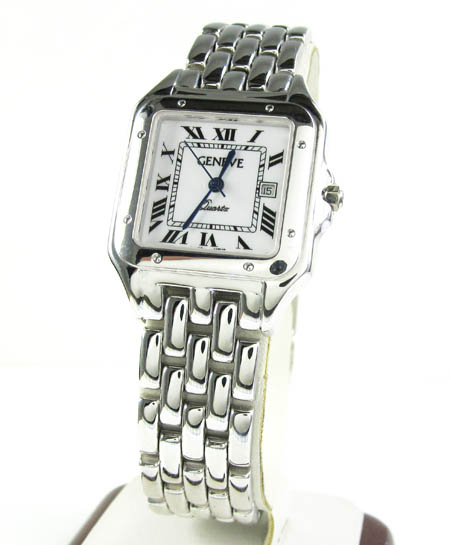 Buy Ladies 14k White Gold Geneve Automatic Watch Online At So Icy Jewelry