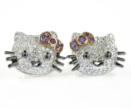 Las 925 Sterling Silver Hello Kitty Diamond Earrings 0 50ct 5771 Jpg