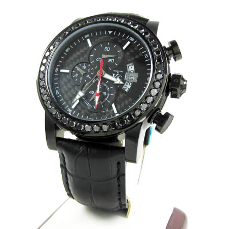 Techno com kc black diamond carbon fiber watch 3.50ct - Image 1