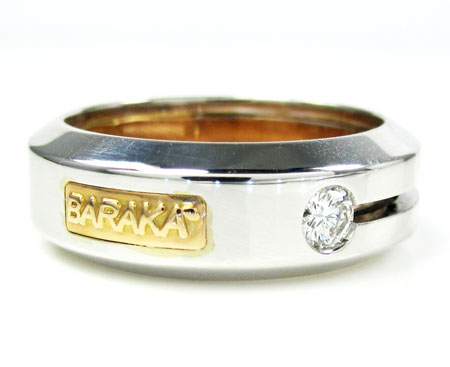 Mens baraka 18k white & rose gold diamond ring 0.10ct