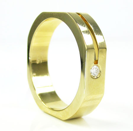 Mens baraka 18k yellow gold diamond ring 0.07ct