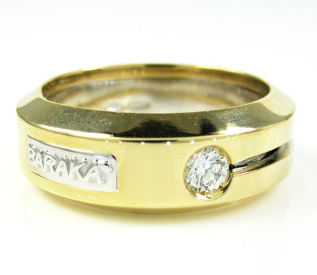 Mens baraka 18k yellow gold diamond ring 0.10ct