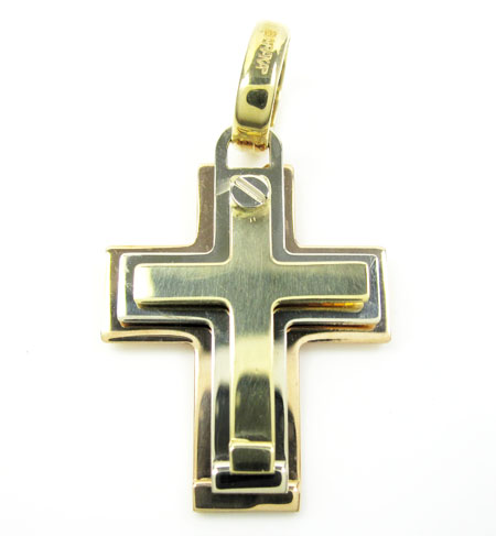 Mens baraka 18k three tone triple layered cross