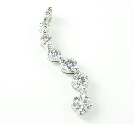 Ladies 14k solid white gold 7 stone diamond journey pendant 1.00ct - Image 1