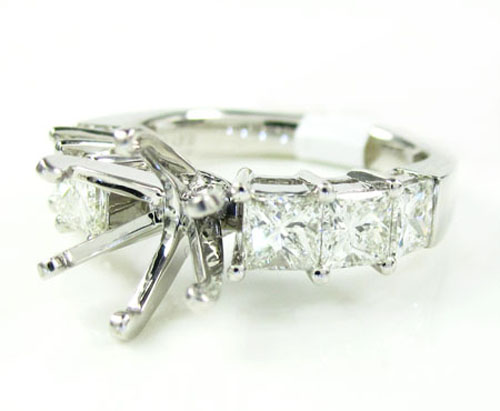 Ladies 18k white gold princess cut diamond semi mount ring 1.60ct - Image 1