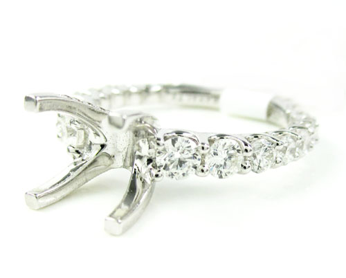 Ladies 18k white gold round diamond semi mount ring 1.33ct