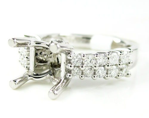 Ladies 18k white gold round diamond semi mount ring 0.64ct