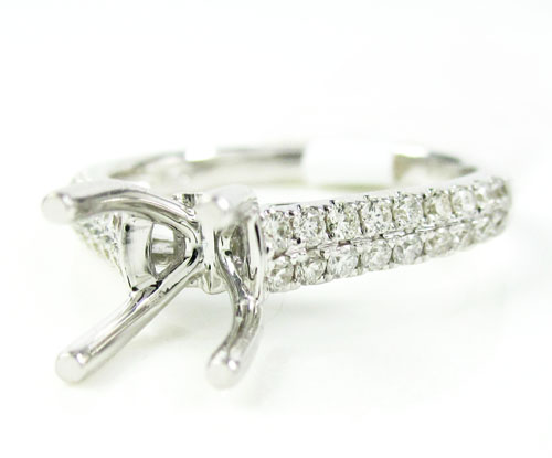 Ladies 18k white gold round diamond semi mount ring 0.48ct