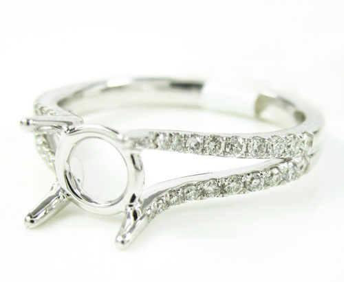 Ladies 18k white gold round diamond semi mount ring 0.30ct